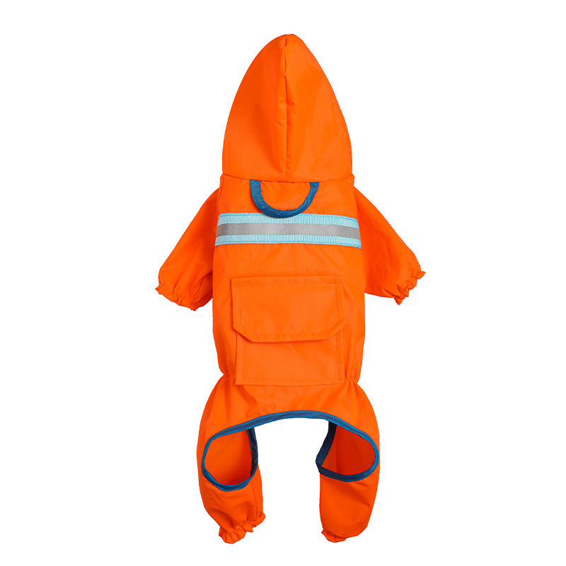 HKM-4548413 Reflective Pet Raincoat for Dogs - Lightweight and Casual Design in Orange, Black, Red, and Blue, Sizes S to XXL