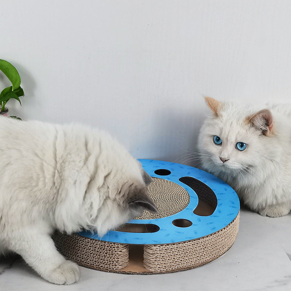 HKM-4550205 Cat Scratching Board and Claw Grinder in Blue and Wood Color, Made of Paper Material