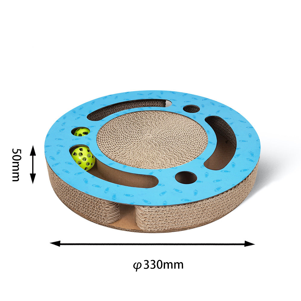 HKM-4550205 Cat Scratching Board and Claw Grinder in Blue and Wood Color, Made of Paper Material