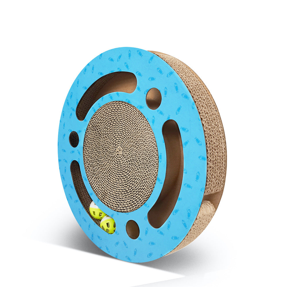 HKM-4550205 Cat Scratching Board and Claw Grinder in Blue and Wood Color, Made of Paper Material