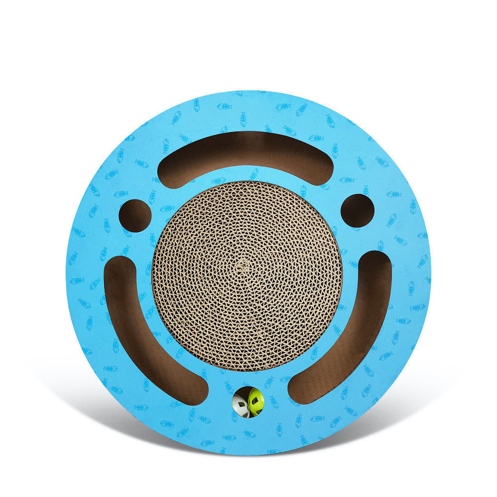 HKM-4550205 Cat Scratching Board and Claw Grinder in Blue and Wood Color, Made of Paper Material