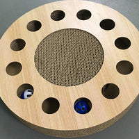 HKM-4550205 Cat Scratching Board and Claw Grinder in Blue and Wood Color, Made of Paper Material