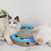 HKM-4550205 Cat Scratching Board and Claw Grinder in Blue and Wood Color, Made of Paper Material