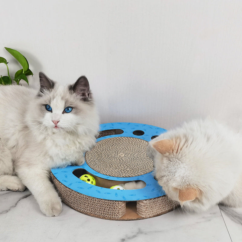 HKM-4550205 Cat Scratching Board and Claw Grinder in Blue and Wood Color, Made of Paper Material
