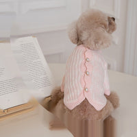 HKM-4550589 Cozy Pearl Sweater Cardigan for Pets - Available in Blue & Pink, Sizes XS to 3XL