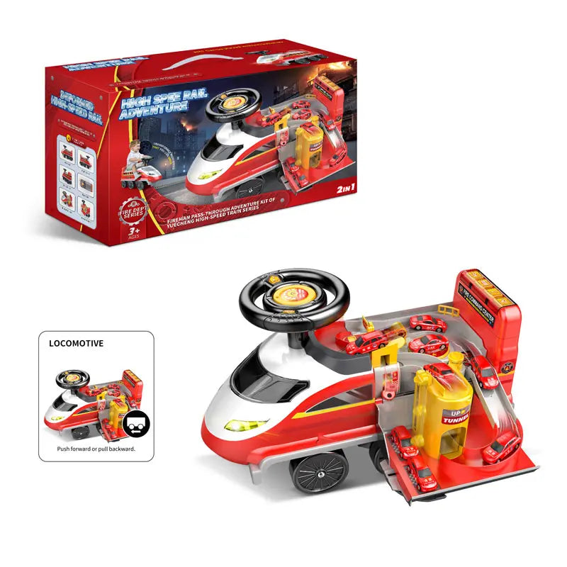 HKM-455059 High-Speed Electric Ride-On Train Toy with Lights and Sounds for Kids Ages 2-7