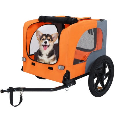 HKM-4551613 Collapsible Pet Bike Trailer with 16-Inch All-Terrain Wheels and Universal Hitch for Bicycles - Convenient Dog Cargo Carrier