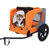 HKM-4551613 Collapsible Pet Bike Trailer with 16-Inch All-Terrain Wheels and Universal Hitch for Bicycles - Convenient Dog Cargo Carrier