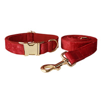 HKM-4551997 Red Heart Velvet Dog Bowknot Collar and Leash Set