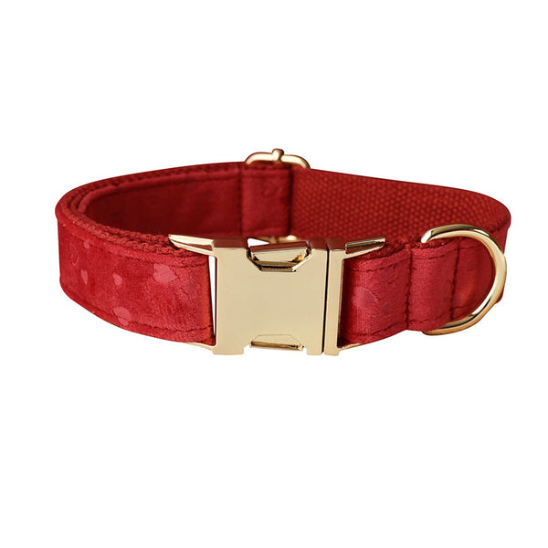 HKM-4551997 Red Heart Velvet Dog Bowknot Collar and Leash Set
