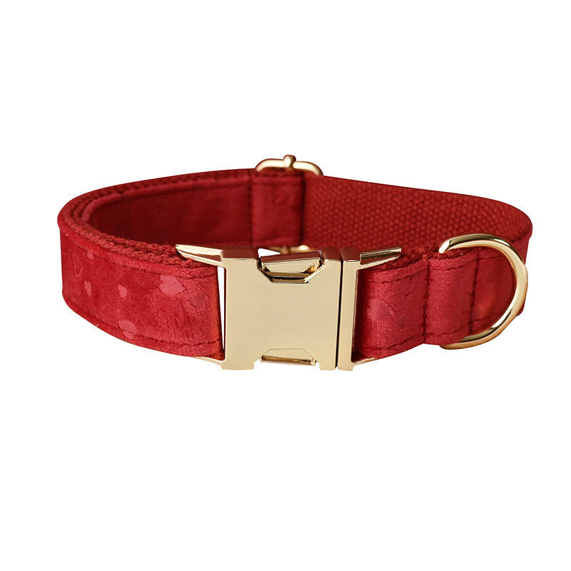 HKM-4551997 Red Heart Velvet Dog Bowknot Collar and Leash Set