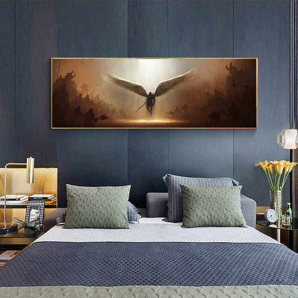 HKM-455251 Angel of Justice Modern Decorative Canvas Art Print, Rectangular Wall Hanging