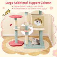 HKM-4553277 61-Inch Multi-Level Cat Tree with Flower-Shaped Perch and Cozy Condo for Cats