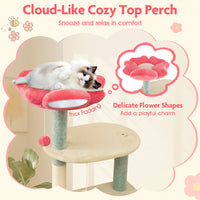HKM-4553277 61-Inch Multi-Level Cat Tree with Flower-Shaped Perch and Cozy Condo for Cats