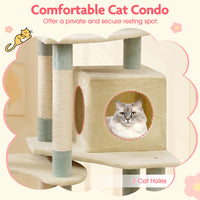 HKM-4553277 61-Inch Multi-Level Cat Tree with Flower-Shaped Perch and Cozy Condo for Cats