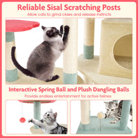 HKM-4553277 61-Inch Multi-Level Cat Tree with Flower-Shaped Perch and Cozy Condo for Cats