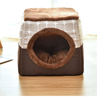 HKM-4554045 Cozy Closed Cat Room - Space Box Pet Nest in Gray/Black with Velvet Fabric and High Density Sponge