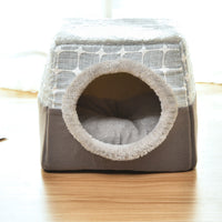 HKM-4554045 Cozy Closed Cat Room - Space Box Pet Nest in Gray/Black with Velvet Fabric and High Density Sponge