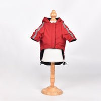 HKM-4554173 Thick Velvet Dog Jacket in Black and Red - Cozy Polyester Outerwear for Small to XXL Breeds