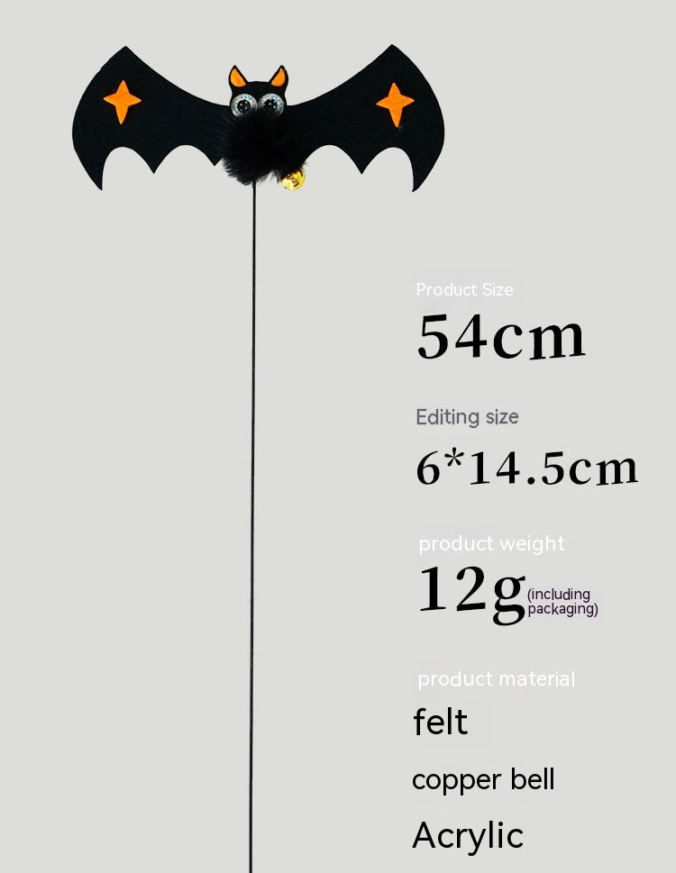 HKM-4554813 Lengthened Cat Teaser with Halloween Bell Tassel in Fun Designs