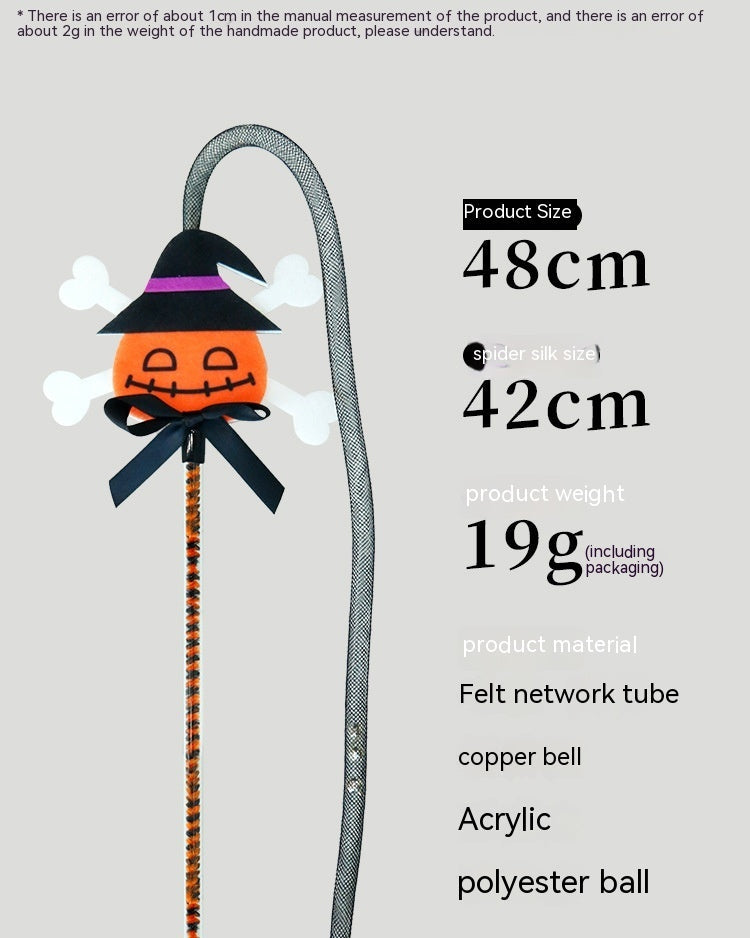 HKM-4554813 Lengthened Cat Teaser with Halloween Bell Tassel in Fun Designs