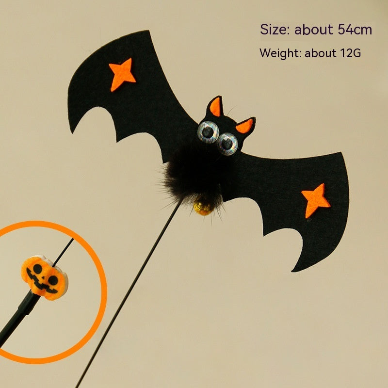 HKM-4554813 Lengthened Cat Teaser with Halloween Bell Tassel in Fun Designs