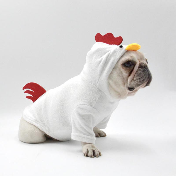 HKM-4555069 Rooster Style White Cotton Dog Sweater with Hood in Sizes S, M, L