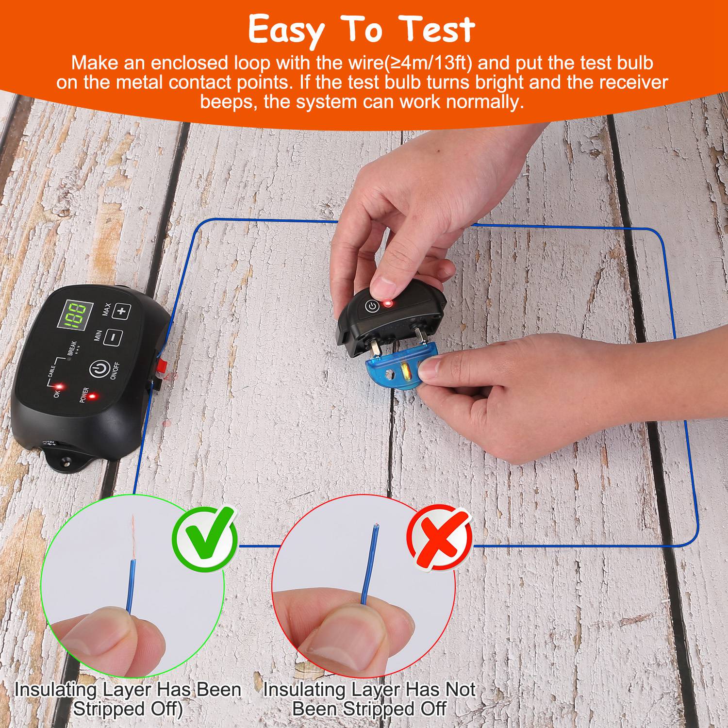 HKM-4555453 Adjustable Wireless Dog Fence System with Waterproof Receiver and Rechargeable Collar for Small to Large Dogs