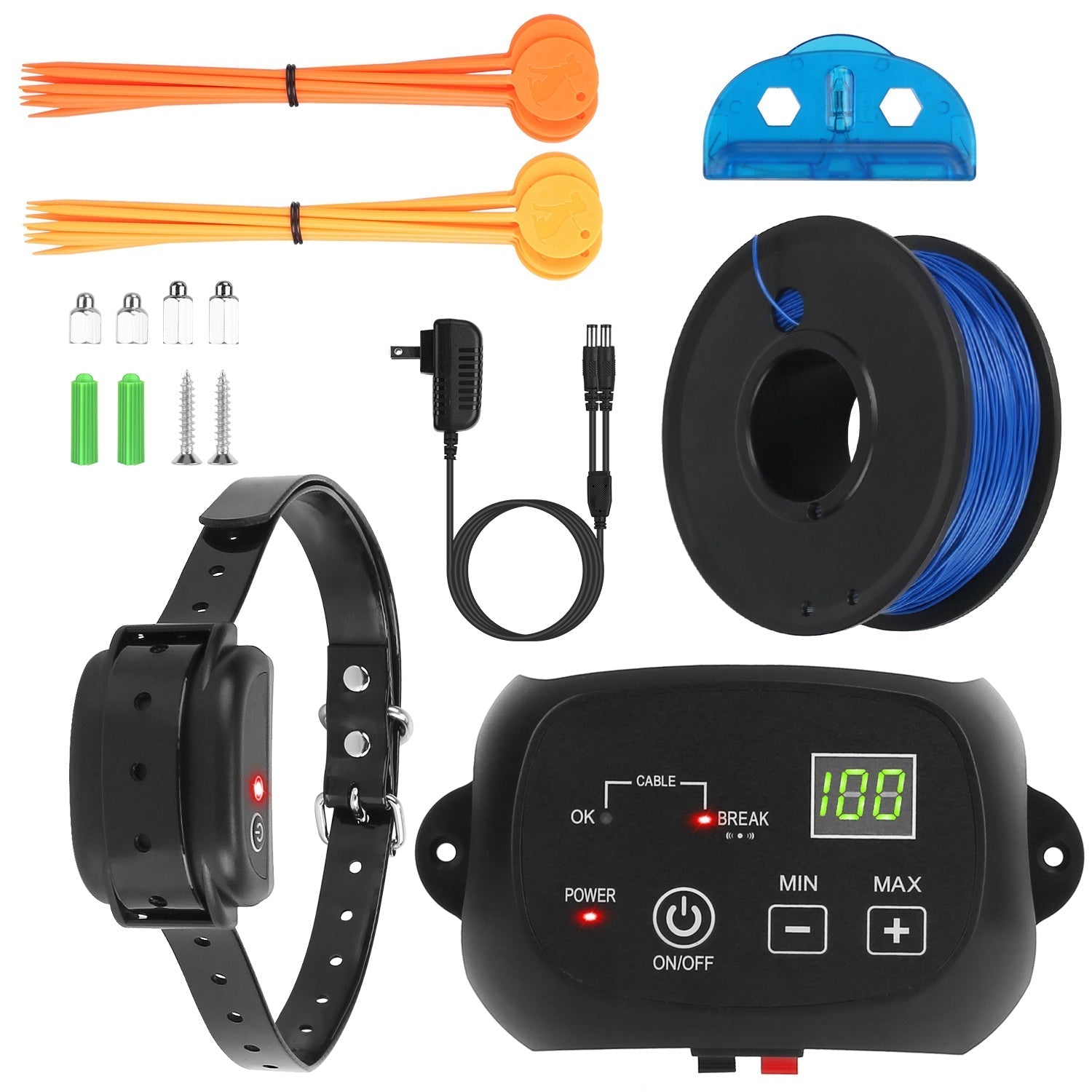 HKM-4555453 Adjustable Wireless Dog Fence System with Waterproof Receiver and Rechargeable Collar for Small to Large Dogs