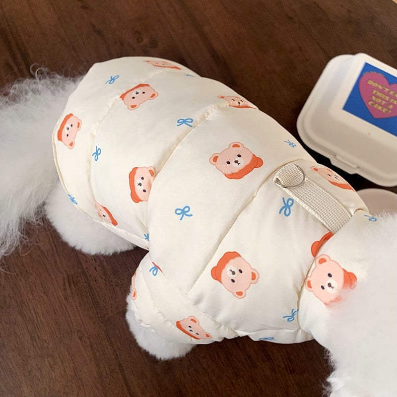 HKM-4555581 Warm Bear Cotton-Padded Coat for Small Dogs and Cats - Autumn and Winter Pet Apparel