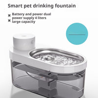 HKM-4555837 Wireless Stainless Steel Pet Water Dispenser with Battery and Electricity Separation for Dogs and Cats