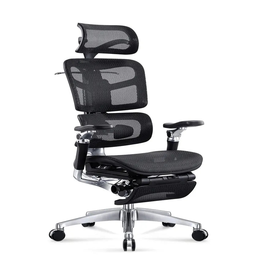 HKM-455699 Ergonomic Executive Office Chair with Aluminium Frame and Mesh Back, Swivel Function, Modern Design