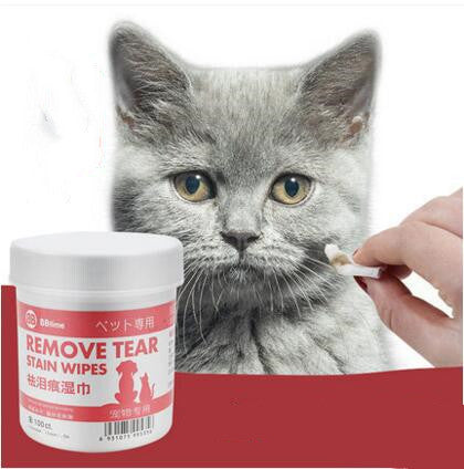 HKM-4557629 Cat Tear Stain Remover Wipes for Gentle Eye, Ear, and Teeth Cleaning