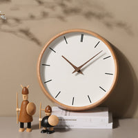 HKM-455763 Elegant Solid Wood Silent Clock for Living Room and Bedroom Decor