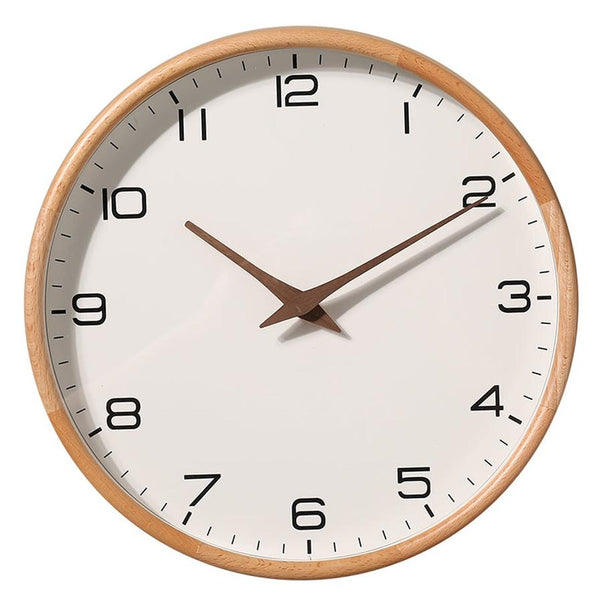 HKM-455763 Elegant Solid Wood Silent Clock for Living Room and Bedroom Decor