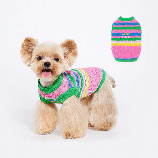 HKM-455827 Stylish Color-Matching Dog Vest for Small and Medium Breeds in Pink and Green
