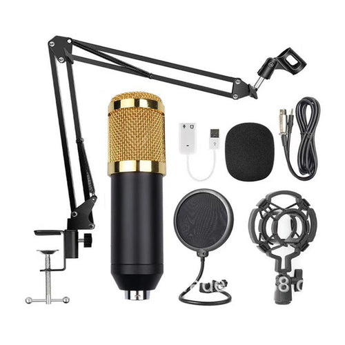 HKM-455955 Bm-800 Condenser Microphone Set with USB Sound Card and Accessories for Home, Studio, and KTV Use