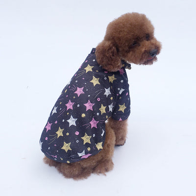 HKM-4560829 Cozy Cotton Fleece Sweater for Pets in Blue and Black