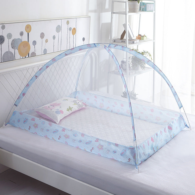 HKM-456083 Children's Foldable Yurt Mosquito Net – Anti-Mosquito Bed Curtain in Pink, Blue, Beige, and Purple (Size 80-120)