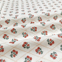 HKM-456083 Diagonal Lattice Small Rose Jujube Red Cotton Twill Fabric, 2.35m Wide, 10m Length, Regular Thickness