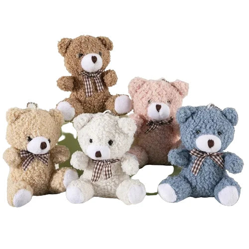HKM-456083 Kawaii Plush Teddy Bear Keychain - Soft Mini Stuffed Animal Bag Charm for Kids and Adults