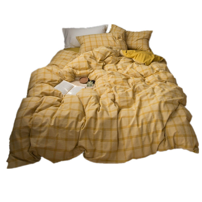 HKM-456083 Washed Cotton Check Duvet Cover for 1.8m Bed