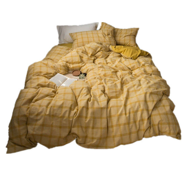HKM-456083 Washed Cotton Check Duvet Cover for 1.8m Bed