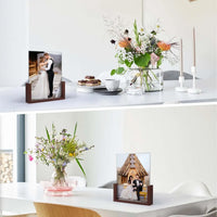 HKM-456275 Rustic Wooden Photo Frame with Walnut Base and High Definition Acrylic Cover