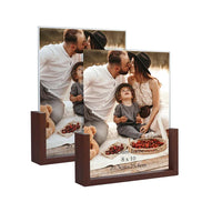 HKM-456275 Rustic Wooden Photo Frame with Walnut Base and High Definition Acrylic Cover