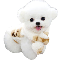 HKM-4563901 Cotton Small Dog Scarf - Simple Chinese Style Clothing in Gray-Brown and Creamy White