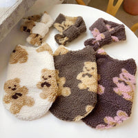 HKM-4563901 Cotton Small Dog Scarf - Simple Chinese Style Clothing in Gray-Brown and Creamy White