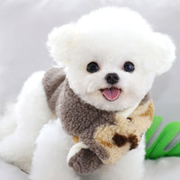 HKM-4563901 Cotton Small Dog Scarf - Simple Chinese Style Clothing in Gray-Brown and Creamy White