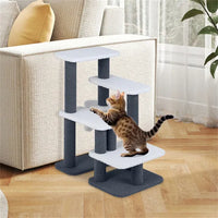 HKM-4565181 2-in-1 Cat Stairs and Tree with Sisal Scratching Post for Easy Access for Cats and Small Dogs