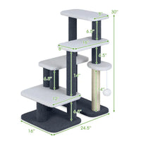 HKM-4565181 2-in-1 Cat Stairs and Tree with Sisal Scratching Post for Easy Access for Cats and Small Dogs